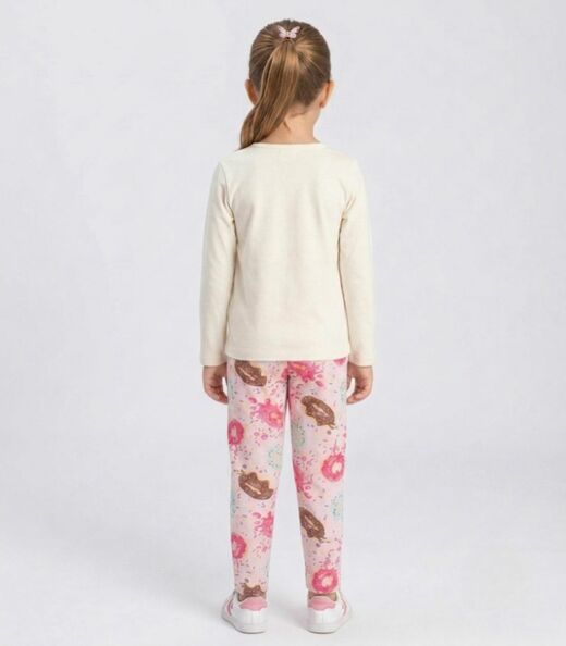 Conjunto Algodão Menina Blusa Longa E Calça Select Branco
