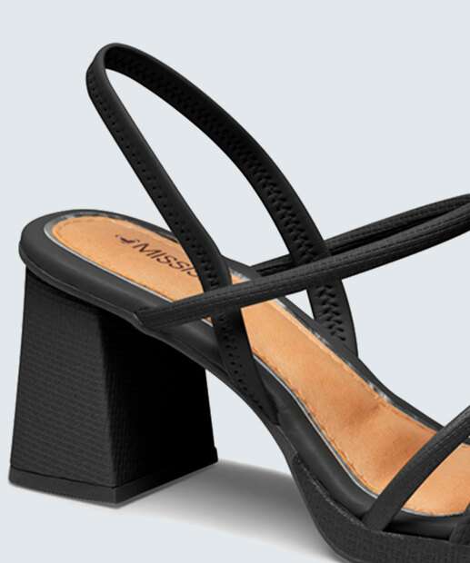 Sandália Salto Grosso Feminina Textura Mississipi 