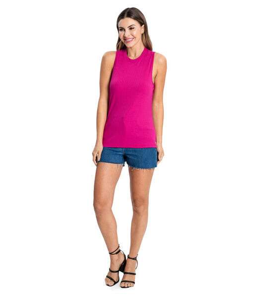 Regata Feminina Ribana Canelada Rovitex Rosa