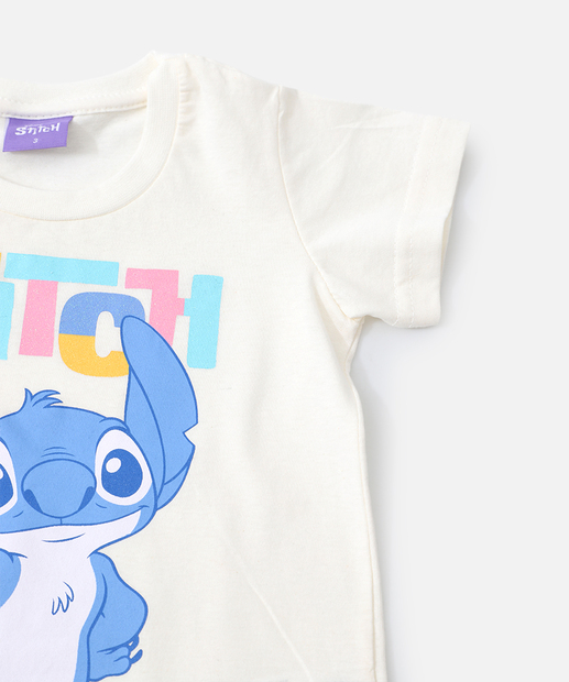 Blusa Infantil Stitch Disney Tam 1 a 3 Off White