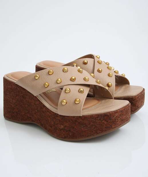 Tamanco Feminino Plataforma Tachas Vizzano