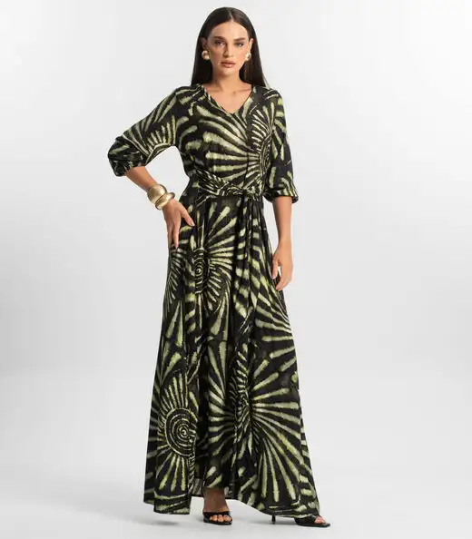 Vestido Longo Feminino Viscose Endless Verde