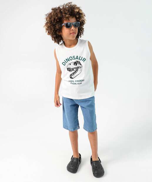 Regata Infantil Estampa Dinossauro Marisa Tam 4 a 10 Off White
