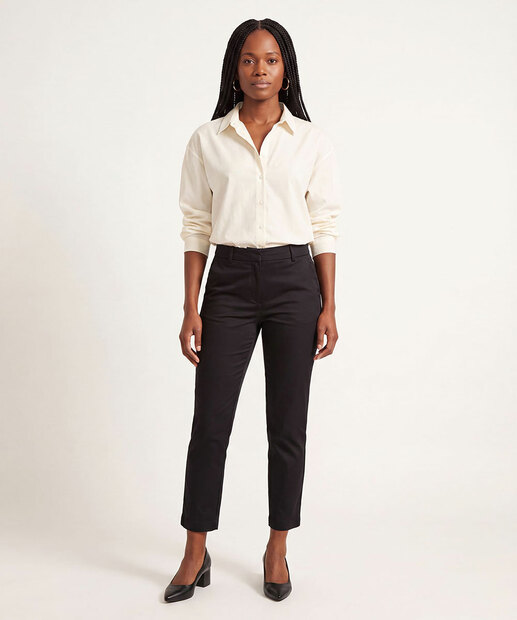 Calça Feminina Reta Alfaiataria Satin Cotton Marisa