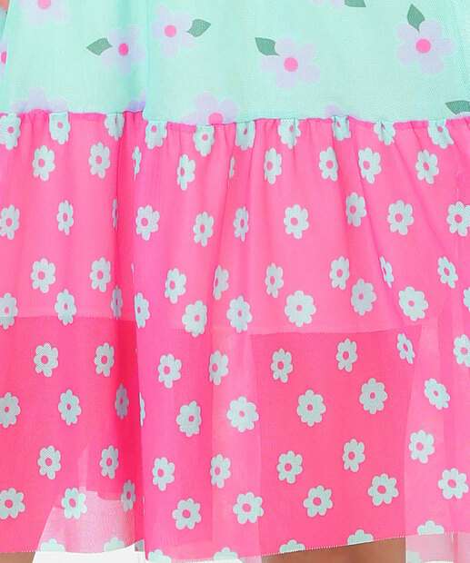 Vestido Infantil Floral Tule Marisa Tam 4 a 10
