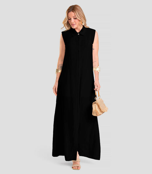 Image_Vestido Longo Feminino em Tecido Linho Dianna Preto
