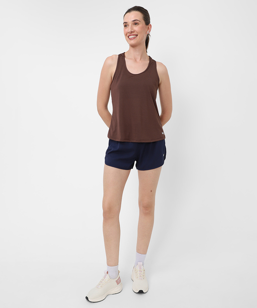 Blusa Regata Feminina Dry Fit Fitness Marisa Marrom