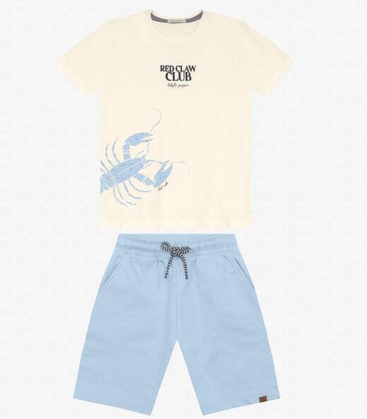 Conjunto Camiseta com Bermuda masculino Trick Nick Off White