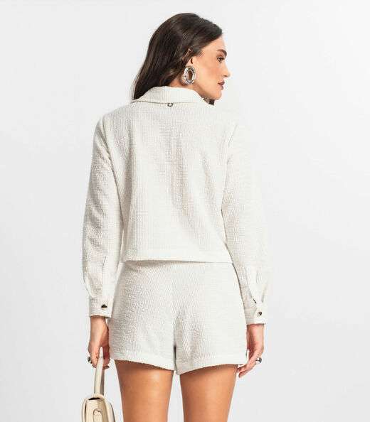 Casaco Feminino De Tweed Shine Endless Branco
