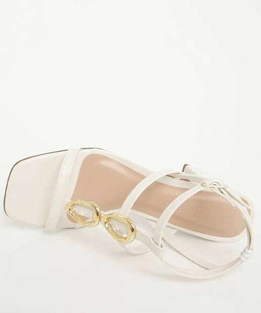 Sandália Salto Grosso Feminina Renata Mello Off White