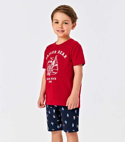 Image_Conjunto Infantil Camiseta Com Bermuda Trick Nick Vermelho