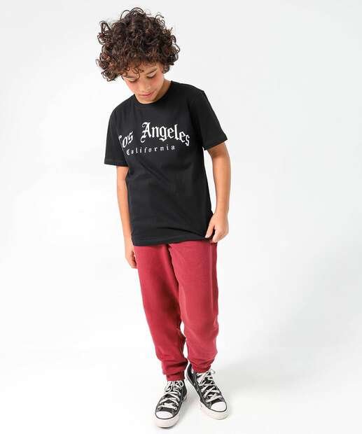 Camiseta Juvenil Estampa Frase Marisa Tam 10 a 16 Preto