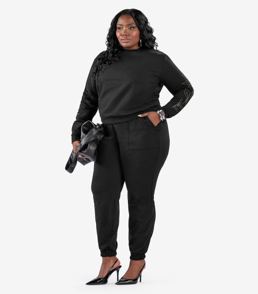 Blusão Moletom Feminino Plus Size Secret Glam Preto