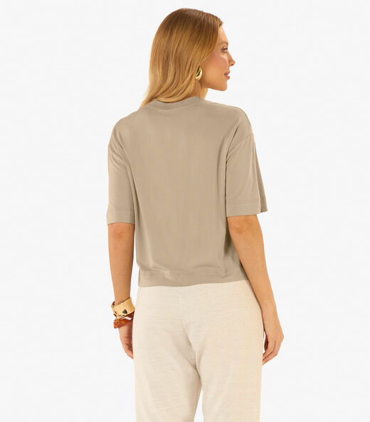Blusa Feminina Viscotorcion Com Estampa Rovitex Marrom