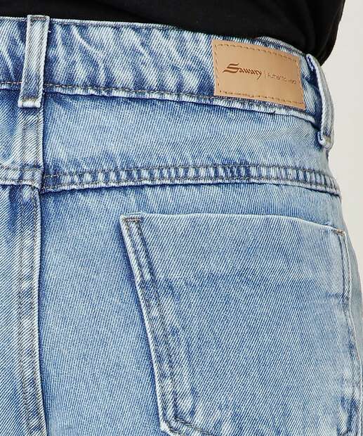 Short Jeans Feminino Cintura Alta Bolsos Sawary
