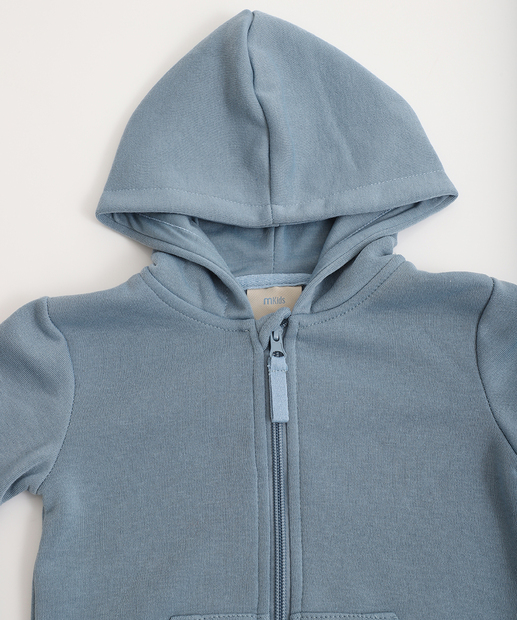 Casaco Infantil Moletom Flanelado Capuz Marisa Tam 1 a 3 Azul