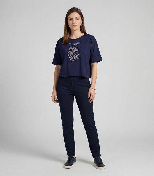 Blusa Feminina Com Estampa Localizada Infinita Cor Azul