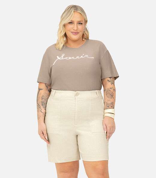 Blusa Viscose Plus Size Secret Glam Marrom