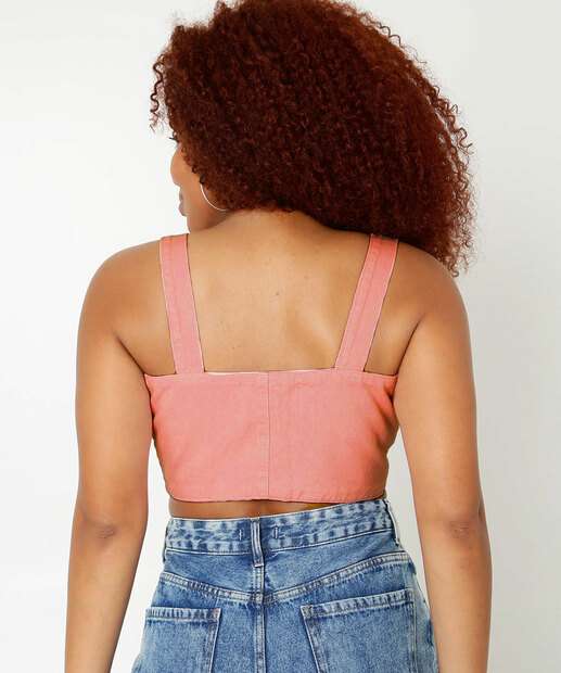 Blusa Cropped Regata Feminina Sarja Zune Jeans