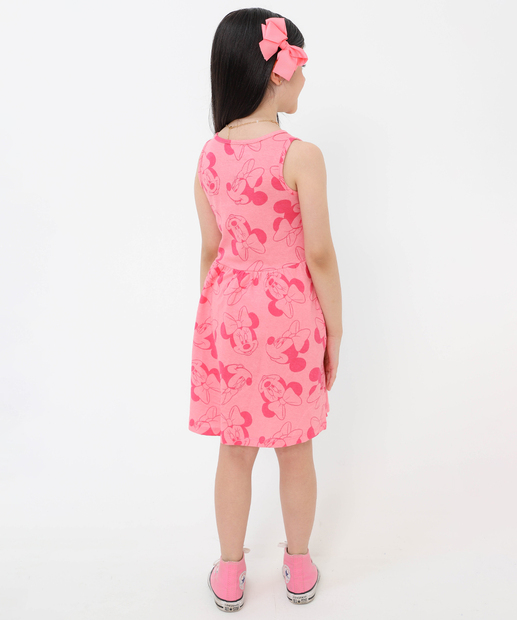 Vestido Infantil Estampa Minnie Disney Tam 4 a 10 Rosa