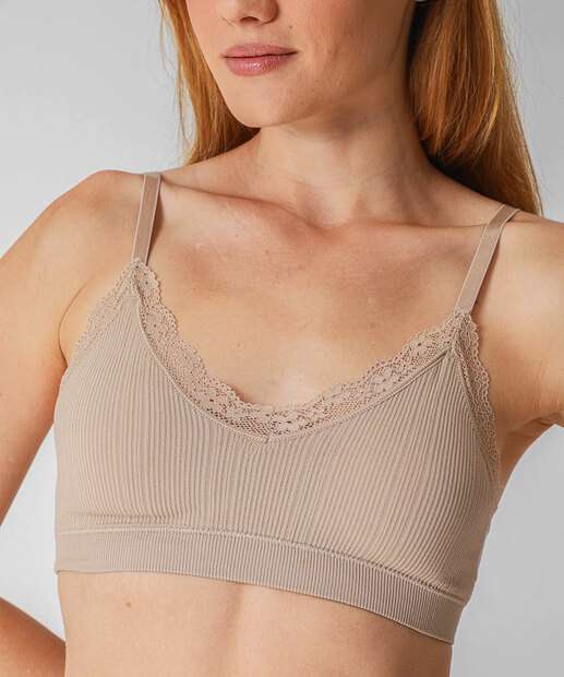 Sutiã Top Com Bojo Removível Renda Marisa