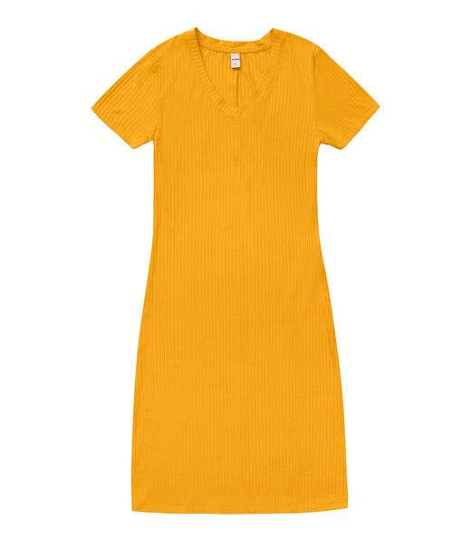 Vestido Feminino Em Ribana Canelada Rovitex Amarelo