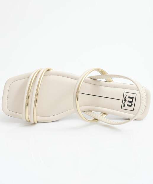 Sandália Feminina Rasteira Metalizada Moleca Dourado