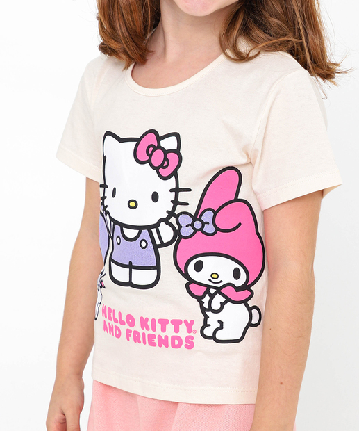 Conjunto Infantil Hello Kitty Tam 4 a 10 Bege