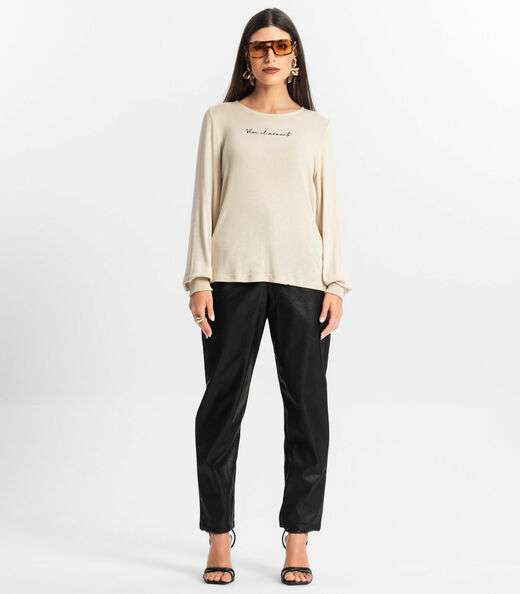 Blusa Manga Longa Tricot Endlles Bege