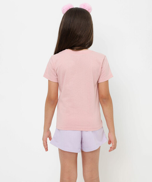 Blusa Infantil Bolsa Stitch Disney Tam 4 a 10 Rosa