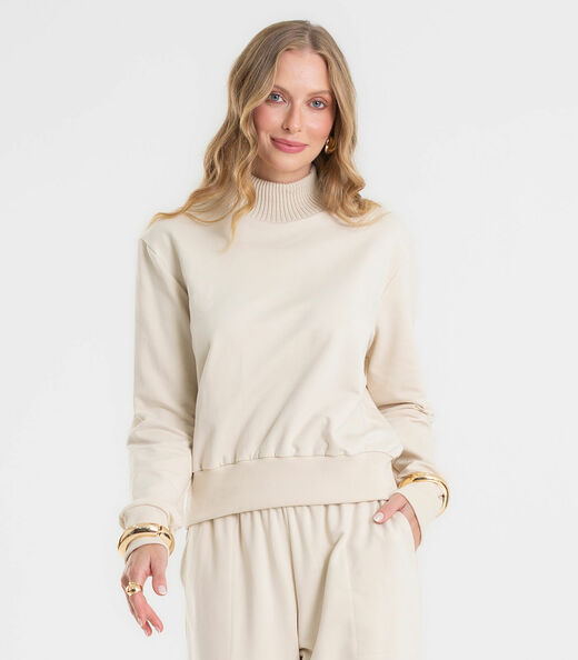 Conjunto Blusão Com Calça Feminino Rovitex Bege