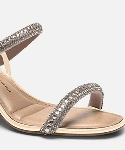 Sandália Salto Grosso Feminina Pedraria Dakota