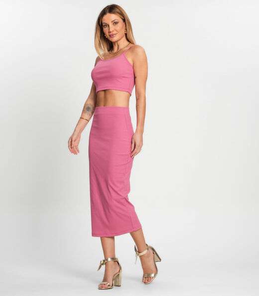 Top Feminino Ribana Canelada Kohmar Rosa