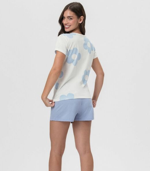 Short Doll Feminino Estampado Mensageira Da Paz Bege