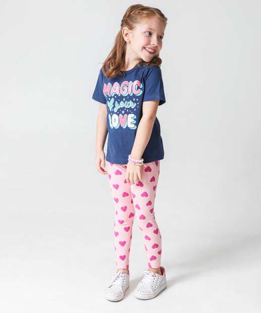 Camiseta Infantil Estampa Frase Marisa Tam 4 a 10 Azul