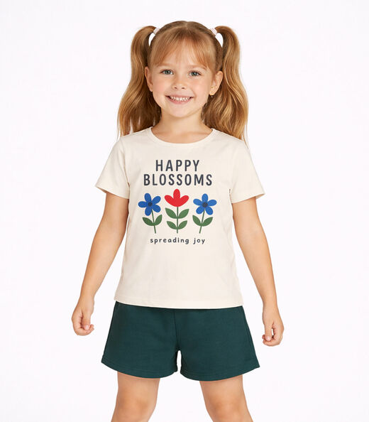 Image_Conjunto Menina Short e Blusa Estampada Select Bege