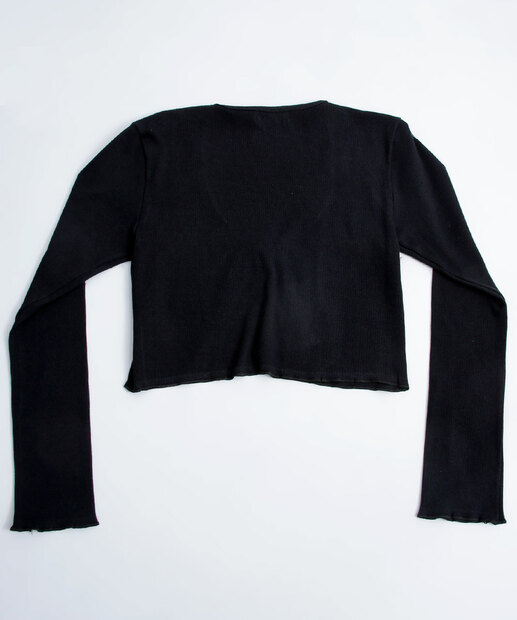 Cardigan Feminino Cropped Canelado Amarração Marisa 
