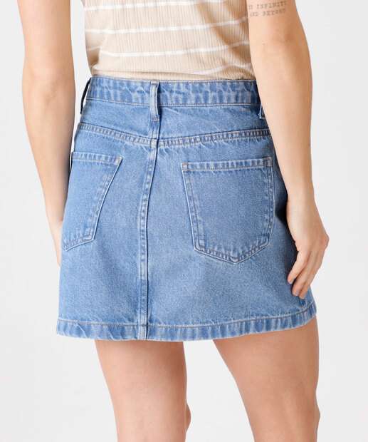 Mini Saia Jeans Feminina Botões Marisa Azul