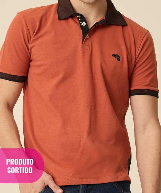 Polo Sortida Masculina Textura Manga Curta 