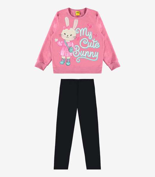 Conjunto Infantil Blusão Com Legging Rovi Kids Rosa