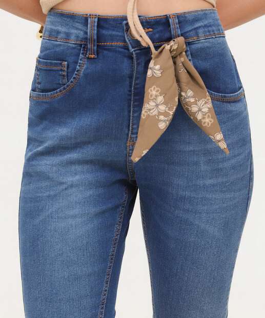 Calça Jeans Feminina Cigarrete Lenço