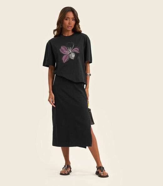 T- Shirt Box Feminina em Meia Malha Rovitex Preto