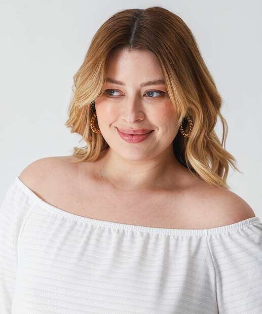 Blusa Plus Size Ciganinha Feminina Manga 7/8 Marisa