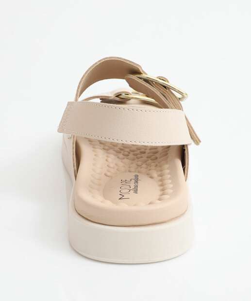 Sandália Flatform Feminina Fivela Modare Bege