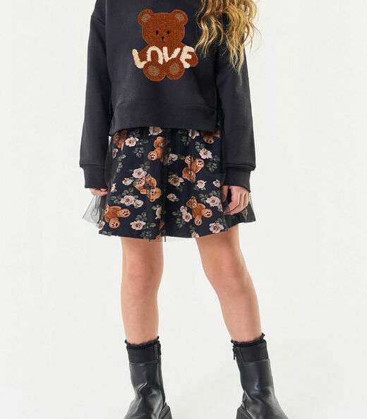 Conjunto Infantil Blusão Com Saia Trick Nick Preto