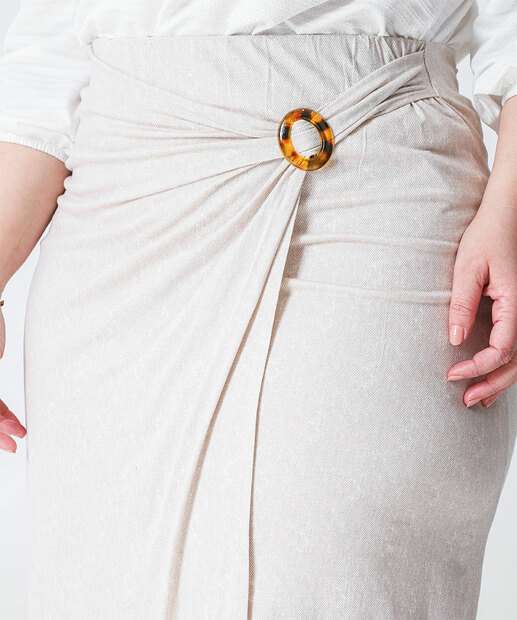 Saia Midi Plus Size Feminina Envelope Marisa