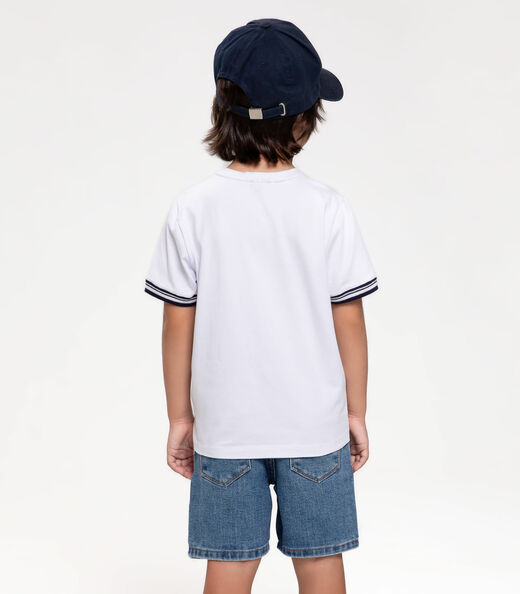 Conjunto Camiseta Com Bermuda Jeans Trick Nick Branco