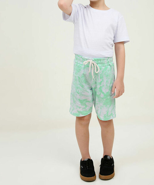 Bermuda Infantil Moletinho Estampa Tie Dye MR Tam 4 a 10
