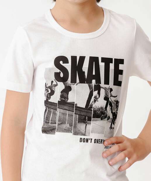 Camiseta Infantil Estampa Skate MR Tam 4 a 10