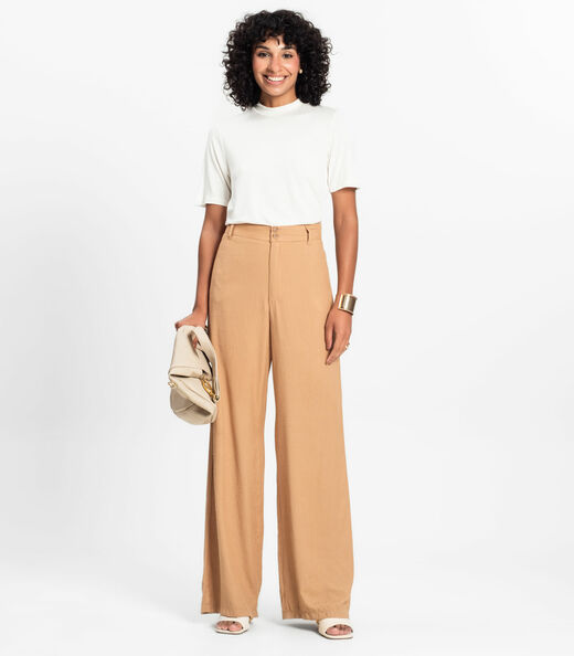 Blusa Feminina Básica em Malha Visco Rovitex Bege